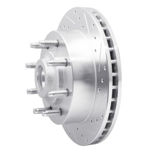 Dodge B2500 Brake Rotor (1) - Front Right - R1 Concepts - Drilled & Slotted - Silver - `98-`03